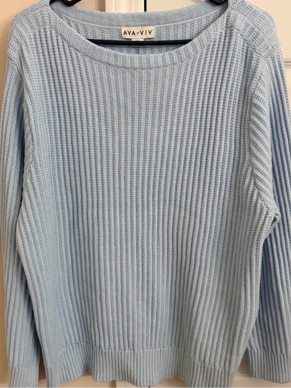 Ava & Viv Light Blue Ribbed Crewneck Sweater Size 1X